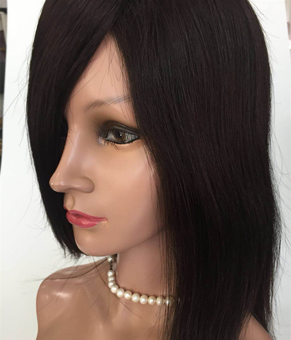 Natural black color human hair full lace hd lace wig silk base PU around custome size JF347